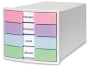 HAN Schubladenbox IMPULS, DIN A4/C4, 4 geschl. Schubladen, weiß/pastell