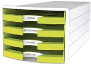 HAN Schubladenbox IMPULS, DIN A4/C4, 4 offene Schubladen, weiß/Trend Colour lemon