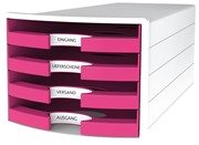 HAN Schubladenbox IMPULS, DIN A4/C4, 4 offene Schubladen, weiß/Trend Colour pink