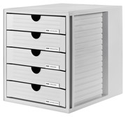 HAN Schubladenbox SYSTEMBOX, DIN A4 und größer, 5 geschlossene Schubladen, lichtgrau