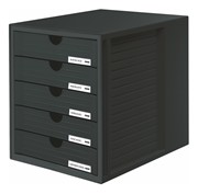 HAN Schubladenbox SYSTEMBOX, DIN A4 und größer, 5 geschlossene Schubladen, schwarz