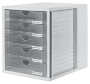 HAN Schubladenbox SYSTEMBOX, DIN A4 u. größer, 5 geschl. Schubladen, transl.-klar