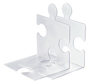 HAN CD-Ständer/Buchstütze PUZZLE, verkettbar, Set mit 2 Stück, transluzent-klar