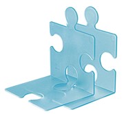 HAN CD-Ständer/Buchstütze PUZZLE, verkettbar, Set mit 2 Stück, transluzent-blau