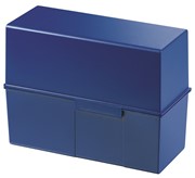 HAN Karteibox DIN A5 quer, max 500 Karten m. Stahlscharnier, blau