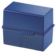 HAN Karteibox DIN A6 quer, max 400 Karten m. Stahlscharnier, blau