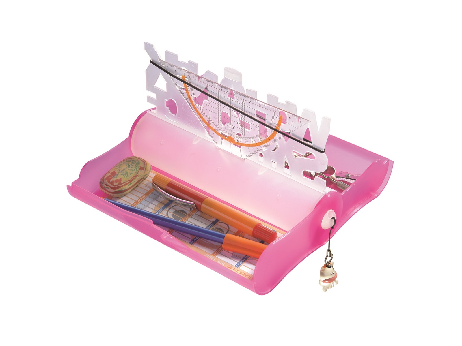 HAN Schüleretui 3-FACH-COOL – Grün-transparent, Mit Geheimfach & Stundenplan, 210x125x51 Mm