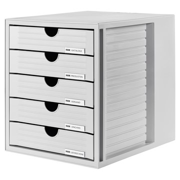 HAN 1450-11 - Schubladenbox SYSTEMBOX, DIN A4 und größer, 5 geschlossene Schubladen, lichtgrau