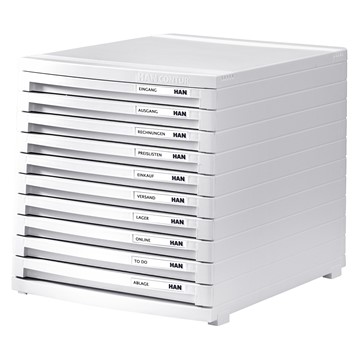 HAN 1510-12 - Schubladenbox CONTUR, A4, 10 Schubladen, weiß