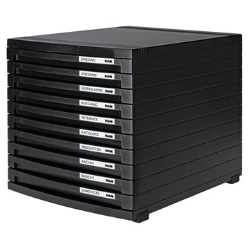 HAN 1510-13 - Schubladenbox CONTUR, DIN A4/B4/C4, 10 geschlossene Schubladen, schwarz