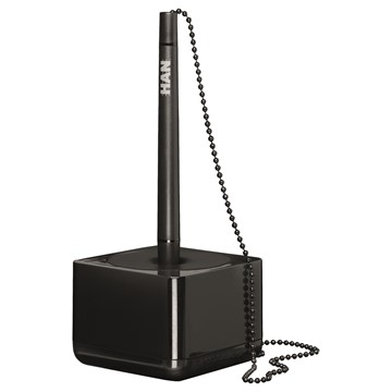 HAN 17651-13 - Kugelschreiberständer i-Line, elegant mit Kette, Minenfarbe schwarz, schwarz