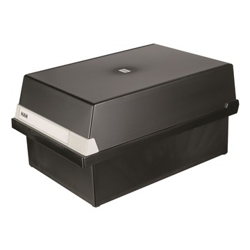 HAN 955-13 - Karteikasten A5 quer, für 1300 Karten, 2 Stützplatten mit Sichtreitern, schwarz