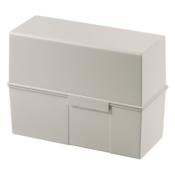 HAN 975-11 - Karteibox DIN A5 quer, max 500 Karten m. Stahlscharnier, lichtgrau