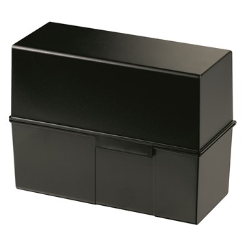 HAN 975-13 - Karteibox DIN A5 quer, max 500 Karten m. Stahlscharnier, schwarz