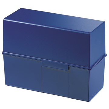 HAN 975-14 - Karteibox DIN A5 quer, max 500 Karten m. Stahlscharnier, blau