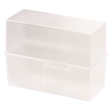 HAN 975-63 - Karteibox DIN A5 quer, max 500 Karten m. Stahlscharnier, transluzent-klar