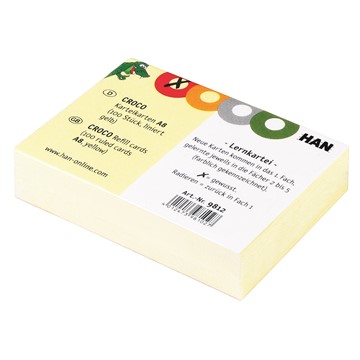 HAN 9811 - Karteikarten für CROCO 2-6-19, DIN A8 quer, Karteikarton 190 g/m², liniert, gelb