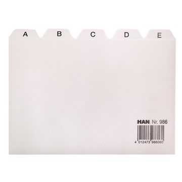 HAN 986 - Register A - Z, DIN A6 quer, 25-teilig für Karteiboxen, -kästen und -tröge, grau
