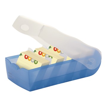 HAN 998-643 - Karteibox CROCO DIN A8 quer, Lernkartei mit 100 Karten, transluzent-blau